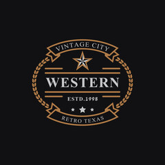 Vintage Retro Badge for Western Country Emblem Texas Logo Design Template Element