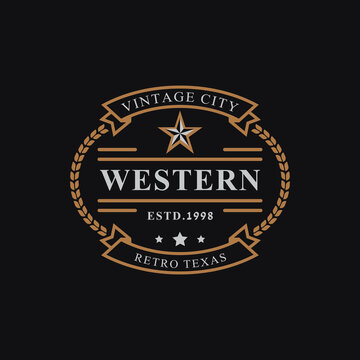 Vintage Retro Badge for Western Country Emblem Texas Logo Design Template Element