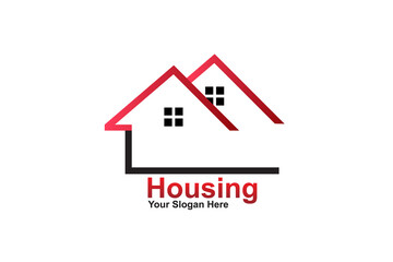Logo real estate house line art community housing and condos business card icon vector image design banner template