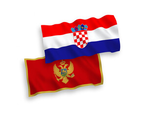 Flags of Montenegro and Croatia on a white background