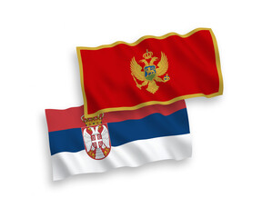 Flags of Montenegro and Serbia on a white background