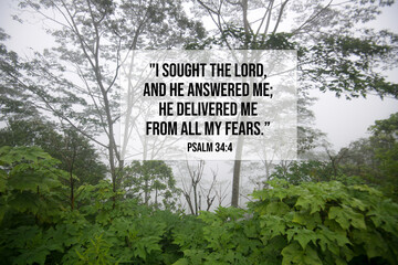 Bible verse inspirational quote - I sought the lord, and He answered me, He delivered me from all...