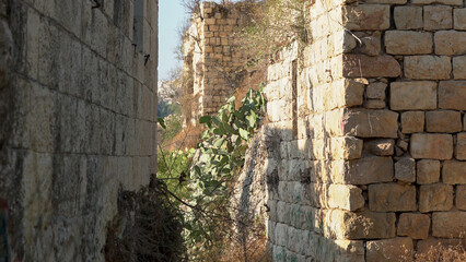 Scenic old ruins of deserted Lifta village near Jerusalem, Israel. High quality photo