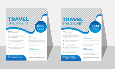 Fototapeta na wymiar Travel Flyer Design Template. Letter size Travel Flyer. Modern Travel Flyer Design.