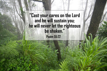 Bible verse inspirational quote - Cast your cares on the Lord and he will sustain you, he will...