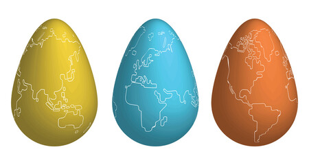 Easter Eggs Collection with World Map