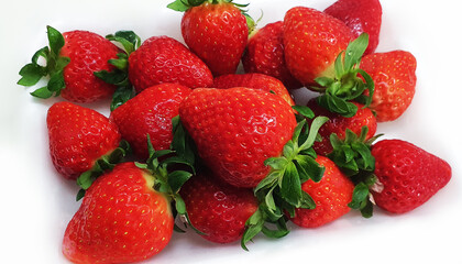 Strawberries, fruits, food.