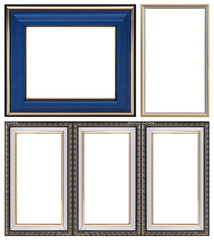 Set of wooden frames for paintings, mirrors or photo isolated on white background