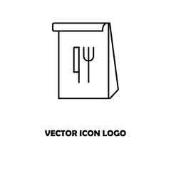lunch bag line icon, outline sign, linear symbol, vector, flat illustration
