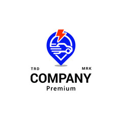 Car Electric Fast Charge Location Logo Vector Icon Illustration