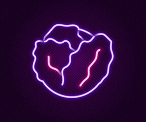 Glowing neon line Fresh cabbage vegetable icon isolated on black background. Colorful outline concept. Vector