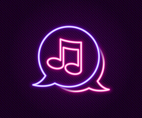 Glowing neon line Music note, tone icon isolated on black background. Colorful outline concept. Vector