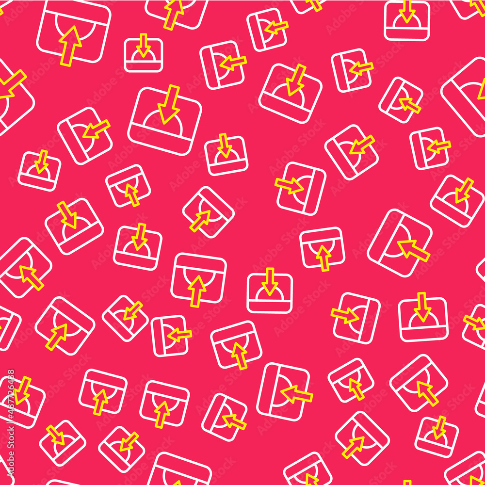 Poster line sunset icon isolated seamless pattern on red background. vector