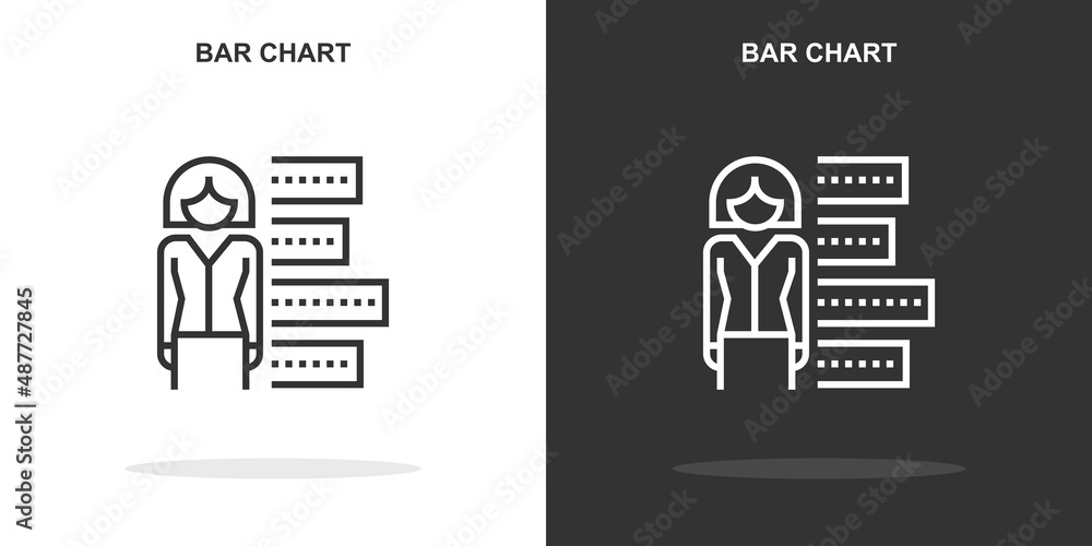 Poster bar chart line icon. simple outline style.bar chart linear sign. vector illustration isolated on whi