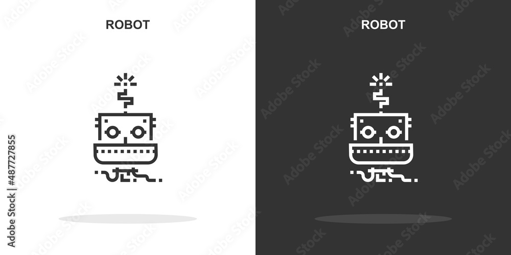 Poster robot line icon. simple outline style.robot linear sign. vector illustration isolated on white backg