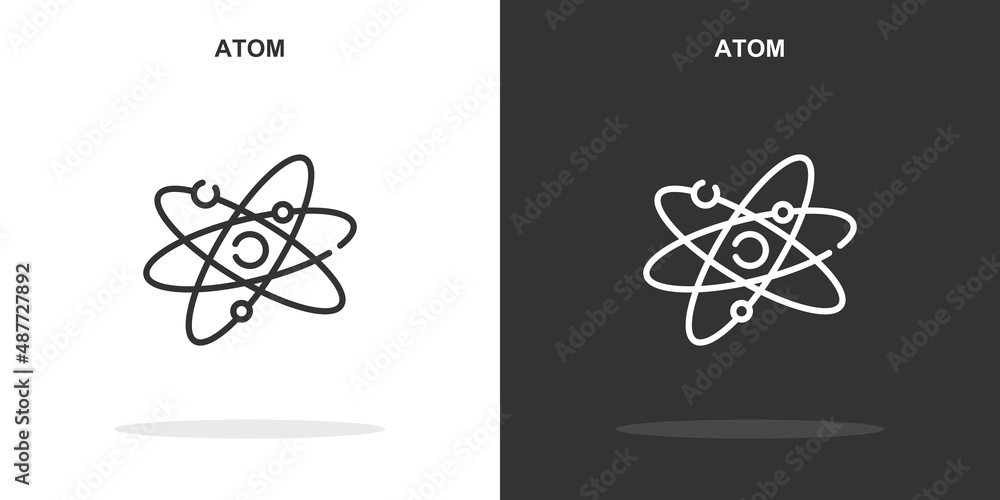 Poster atom line icon. simple outline style.atom linear sign. vector illustration isolated on white backgro