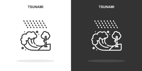 tsunami line icon. Simple outline style.tsunami linear sign. Vector illustration isolated on white background. Editable stroke EPS 10
