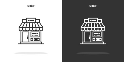 Naklejka premium shop line icon. Simple outline style.shop linear sign. Vector illustration isolated on white background. Editable stroke EPS 10