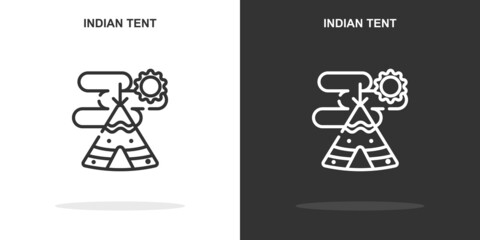 indian tent line icon. Simple outline style.indian tent linear sign. Vector illustration isolated on white background. Editable stroke EPS 10 © NinjaStudio
