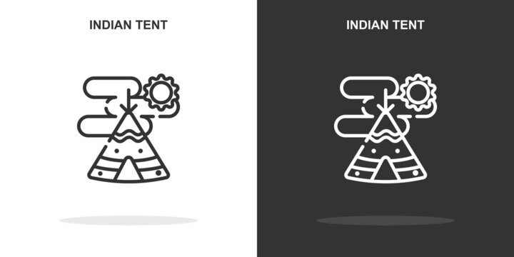 indian tent line icon. Simple outline style.indian tent linear sign. Vector illustration isolated on white background. Editable stroke EPS 10