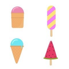 Ice Cream Vector. Illustration Sweet Fast Food