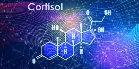 Fototapeta na wymiar Structural formula of human steroid cortisol hormone