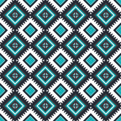 Green Teal Black Geometric ethnic oriental pattern traditional Design for background,carpet,wallpaper,clothing,wrapping,Batik,fabric, illustration embroidery style - 487729247