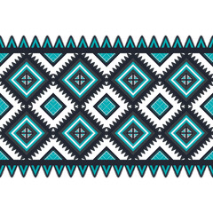 Green Teal Black Geometric ethnic oriental pattern traditional Design for background,carpet,wallpaper,clothing,wrapping,Batik,fabric, illustration embroidery style - 487729248