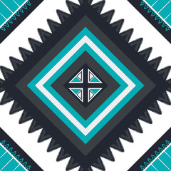Green Teal Black Scarf or Shawl Geometric ethnic oriental pattern traditional Design for background,carpet,wallpaper,clothing,wrapping,Batik,fabric, illustration embroidery style - 487729250