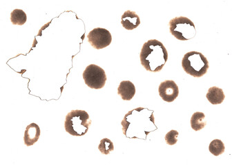 Set background with picture of circle line burned paper edges