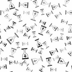 Black Christian chalice icon isolated seamless pattern on white background. Christianity icon. Happy Easter. Vector