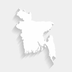 White Bangladesh map on gray background, vector, illustration