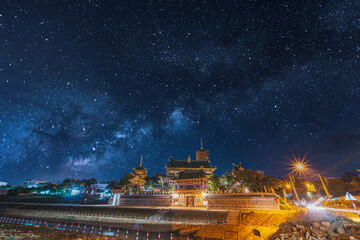 Minh Thanh pagoda, a majestic Buddhist architectural structure in Pleiku city in Vietnam, with unique architecture portraying the philosophy of Vijayanagar Buddhism