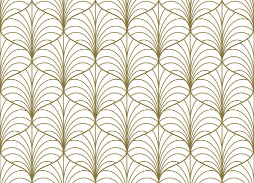 Floral seamless pattern, stylized silver grass , golden lines. Japanese graphic tyle