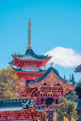 Minh Thanh pagoda, a majestic Buddhist architectural structure in Pleiku city in Vietnam, with unique architecture portraying the philosophy of Vijayanagar Buddhism