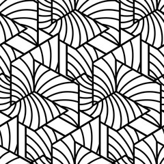 Black and White Elegant Geometric Vector Seamless Pattern