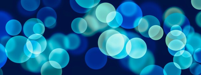 Blue and green Soft pop design with overlapping pastel circles on the dark background, circular overlays graphic, blurred backward elements, bubbles