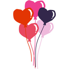 Heart balloons vector illustration in flat color design