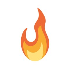 Fire icon. Simple burning flame. Hot flammable caution sign. Heat, inflammable, explosive warning symbol. Bright campfire. Colored flat vector illustration isolated on white background
