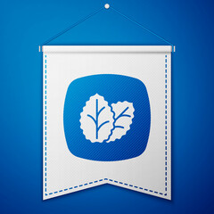 Blue Tobacco leaf icon isolated on blue background. Tobacco leaves. White pennant template. Vector