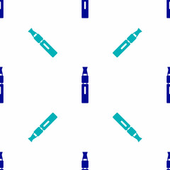 Blue Electronic cigarette icon isolated seamless pattern on white background. Vape smoking tool. Vaporizer Device. Vector