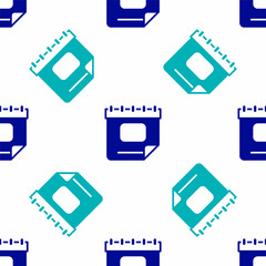 Fototapeta premium Blue Calendar icon isolated seamless pattern on white background. Event reminder symbol. Vector