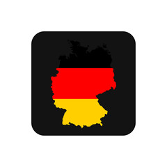 Germany map silhouette with flag on black background