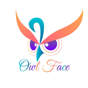 gradient owl face graphic design. colorful owl face logo design inspiration. vector illustration