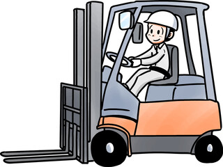 フォークリフトを操作する男性のイラストA