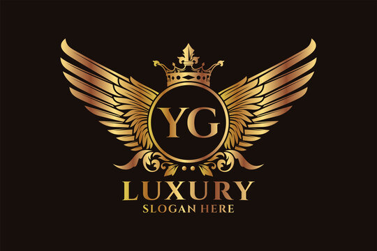 Luxury royal wing Letter YG crest Gold color Logo vector, Victory logo, crest logo, wing logo, vector logo template.