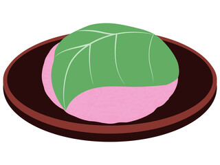 桜餅　食べ物　和食　和菓子　イラスト