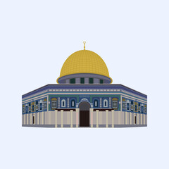 Al Aqsa Mosque - Dome of Rock Jerusalem Vector Illustration