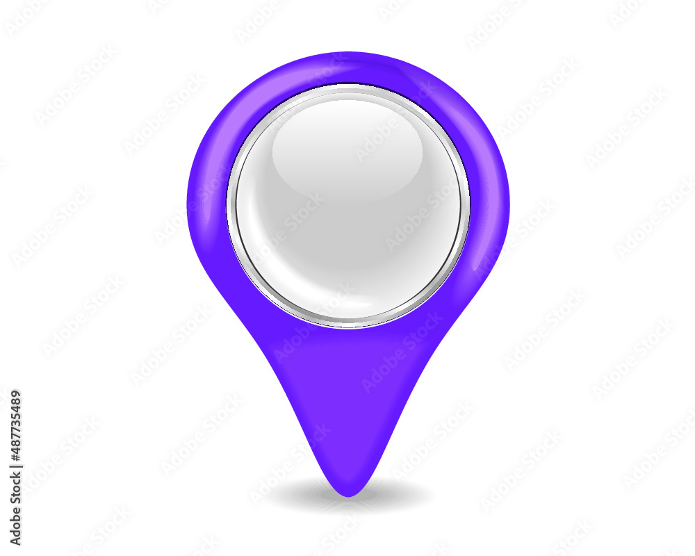 Poster violet map pointer icon isolated on a white background