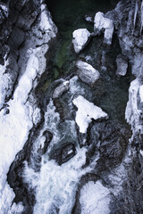 Fototapeta na wymiar Breitachklamm - Breitach river in a winter landscape with snow and ice